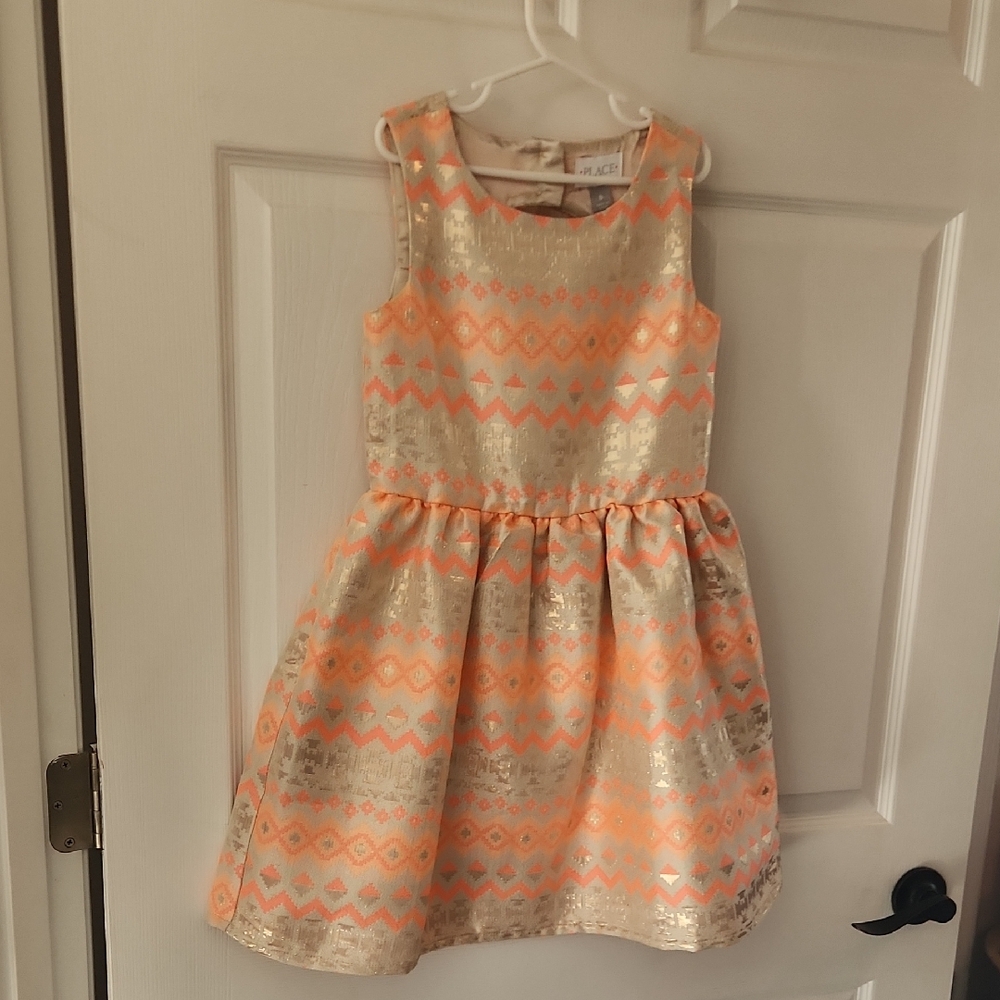 The Children's Place Peach and Gold Formal Dress